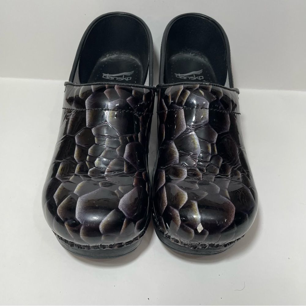 Dansko Snakeskin Patterned Professional Heeled Clogs - Picture 2 of 10